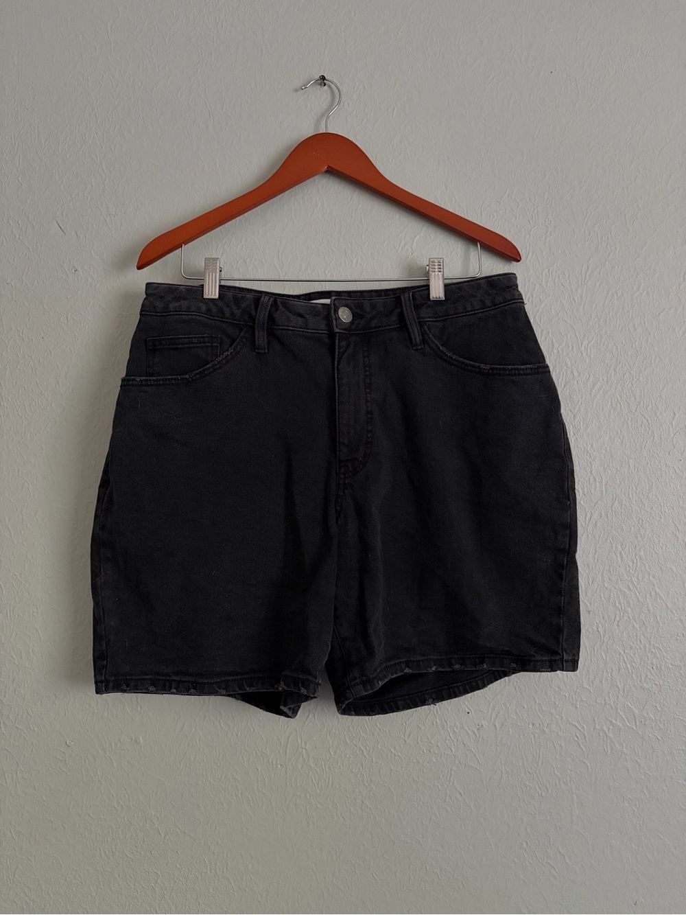 Black Washed High-Rise Denim Shorts